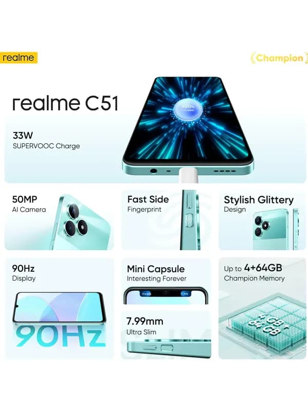 realme C51 (Mint Green, 64GB Storage, 4GB RAM)- image #4