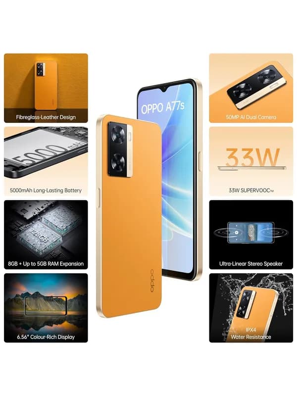 Oppo A77s (Sunset Orange, 128GB Storage, 8GB RAM)- image #6