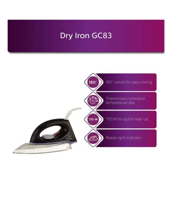 Philips GC83 Diva Dry Iron 700 Watts 240 volts- image #2