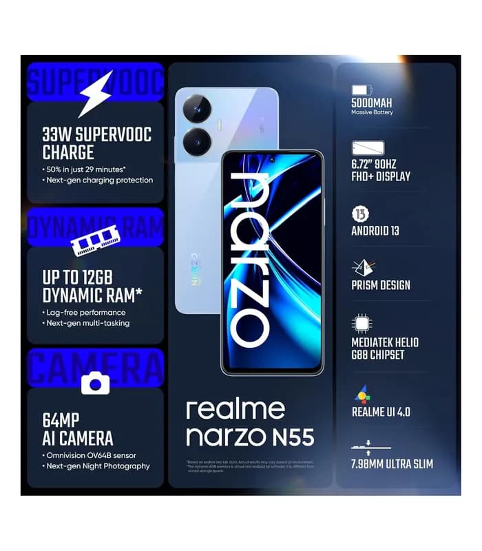 Realme narzo N55 (128GB Storage, 6GB RAM) 33W Segment Fastest Charging- image #6