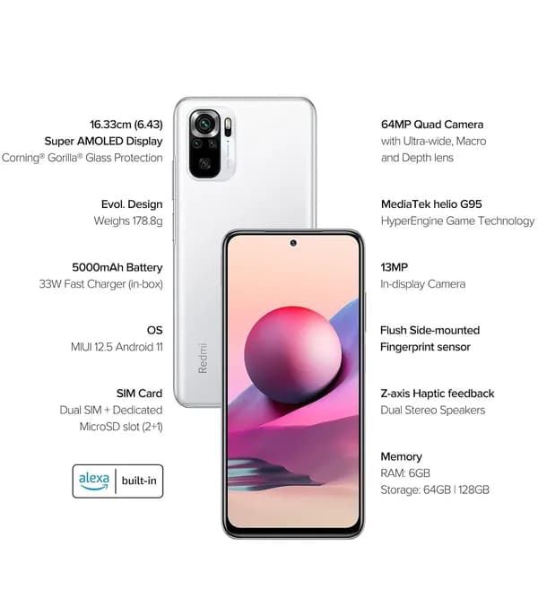 Redmi Note 10S (Frost White, 128GB Storage, 6GB RAM)- image #3